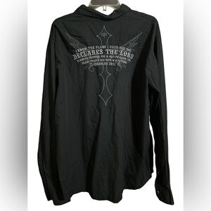 Edify Religious Dress Shirt Sz XXL Black Embroidered Cross Wings Jeremiah 29:11
